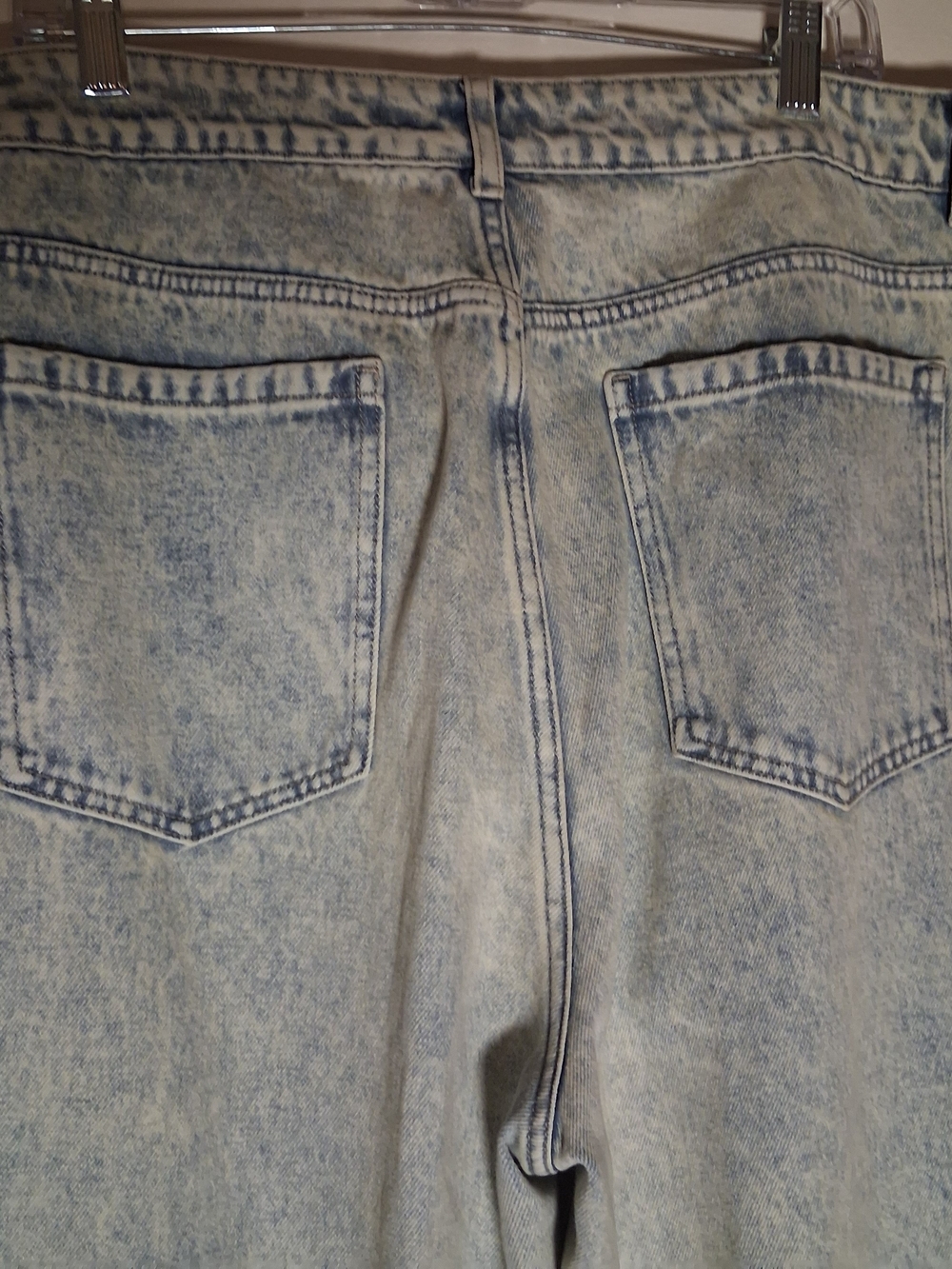 Akira Womens Acid Wash Heavily Distressed Shredded Wide Leg Jeans Light Blue 1X - Picture 15 of 16